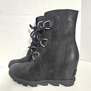 Sorel Women's Joan of Arctic Wedge II Black Lace-Up Boots Size 6 NL3018-010